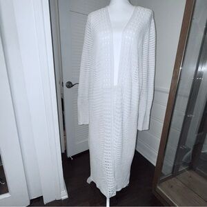 Express White Open Crocheted Duster